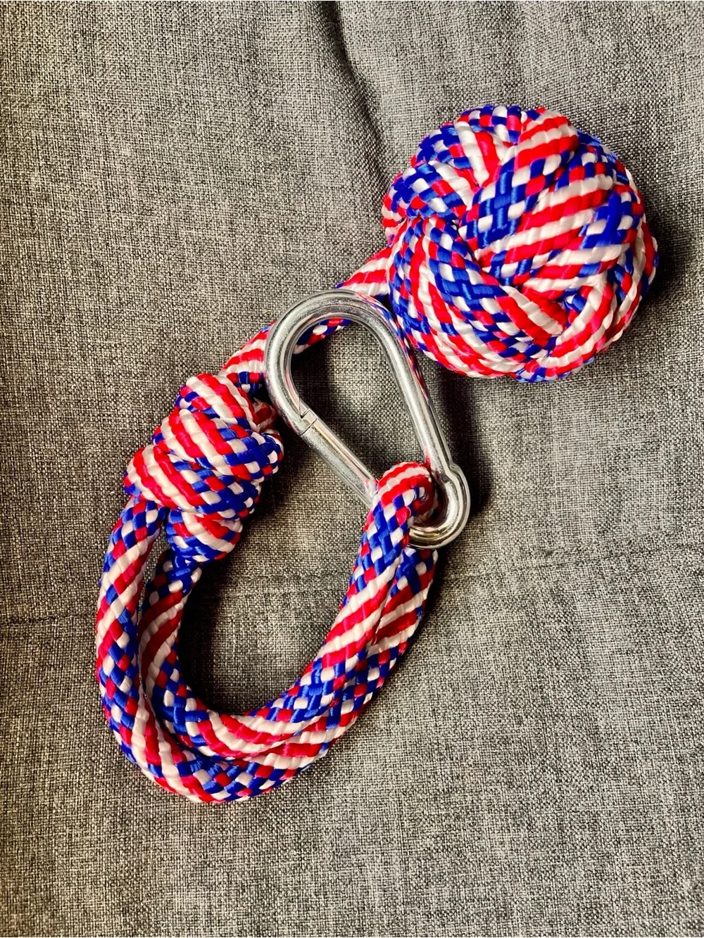 Handcrafted in the US: Patriotic Monkey’s Fist Dog Toy – Heavy Duty & Durable